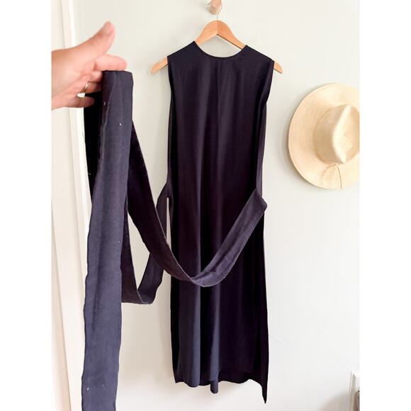 DÔEN | DOEN | Market Raw Silk Wrap Dress in Deep Ink | Sz S - Picture 5 of 7